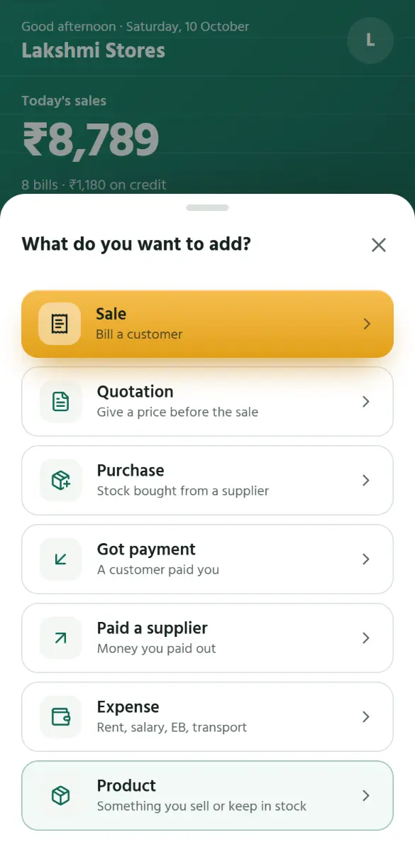 Tap +, then Purchase.